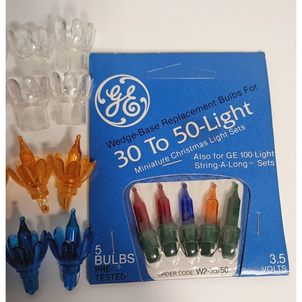 Lot of 36 VTG Tulip Flower Petal Reflector Christmas Light Covers w/Bulbs